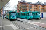 VGF Düwag Pt-Wagen Parade am 07.01.23 mit dem Wagen 736, 720 und 727 bei einer Sonderfahrt in Frankfurt am Main