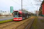 VGF Bombardier Flexity Classic S Wagen 265 am 10.02.24 in Frankfurt am Main Uni Klinik