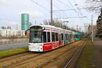 VGF Bombardier Flexity Classic S Wagen 238+2xx als Doppeltraktion am 10.02.24 in Frankfurt am Main Uni Klinik