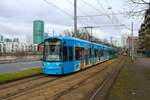 VGF Bombardier Flexity Classic S Wagen 234+2xx als Doppeltraktion am 10.02.24 in Frankfurt am Main Uni Klinik