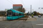 VGF Bombardier Flexity Classic S Wagen 255+2xx als Doppeltraktion am 10.02.24 in Frankfurt am Main Uni Klinik