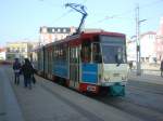 Frankfurt(Oder): Straenbahnlinie 4 nach Stadion an der Haltestelle Dresdener Platz.