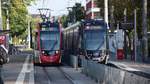 Freiburg im Breisgau - Straßenbahn CAF Urbos 308 und 301 - Aufgenommen am 15.09.2018