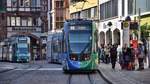 Freiburg im Breisgau - Straßenbahn Düwag 241 und CAF Urbos 306 - Aufgenommen am 16.09.2018