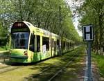 Freiburg, VAG Straßenbahn Linie 1 im Stadtteil Stühlinger, Mai 2013