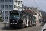 Freiburg Tw 229 auf der Stadtbahnbrcke, 24.03.2012.