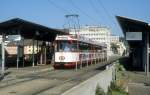 Freiburg im Breisgau VAG SL 1 (DWAG-GT8 203) Hauptbahnhof im Juli 1990.