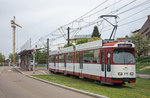 VAG Freiburg/Breisgau Düwag GT8K 210 als Linie 5 bei der Haltestelle Pressehaus am 22.04.2016.