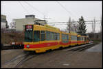 Frisch aus Basel eingetroffen standen am 12.12.2018 diese Trambahnen im Betriebshof in Gotha.