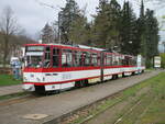Zur Rückfahrt nach Gotha stand,am 25.April 2023,der Tw 308 in Bad Tabarz bereit.