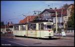 Trambahn Betrieb zu DDR Zeiten am 3.10.1990 in Gotha.