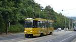 Wagen 319 der Görlitzer Straßenbahn am Ortseingang Görlitz kurz vor der Station Goethestraße. Aufgenommen am 19.7.2018 19:34