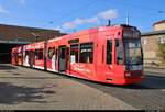 Duewag/Siemens MGT6D, Wagen 608 mit Eigenwerbung für die SCHOOL Card, der Halleschen Verkehrs-AG (HAVAG) steht anlässlich des Tags der offenen Tore im HAVAG Betriebshof in der Freiimfelder