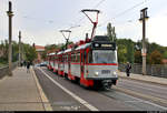 50 Jahre Tatrawagen in Halle (Saale)  Anlässlich ihrer 50-jährigen Betriebszugehörigkeit im halleschen Straßenbahnnetz verkehren alle vorhandenen Tatrawagen und deren Umbauten der