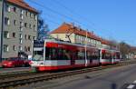 Straßenbahn Halle / Saale: Wagen 697 + 698 als Linie 3 unterwegs zur Endhaltestelle Böllberg.