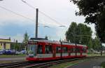 Der ehemalige TW 501 der SWH.HAVAG Halle (Saale) verdient sich nun seinen Strom bei der VBBr als TW 105.