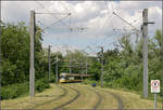 Mit der Straßenbahn durch Karlsruhe-Waldstadt -    Die Verlängerung der Linie 4 umfährt nördlich der Haltestelle 'Jägerhaus' den Jägerhaussee.