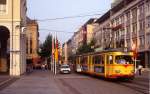 Guten Morgen, Karlsruhe!! Tw 120 am Marktplatz in der Kaiserstrae, 04.09.1987.