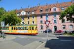 Wagen 209 passierte am 20.05.2014 auf seinem Weg zum Marktplatz kurz vor Mittag die Kreuzung der Liebigstraße in Karlsruhe.