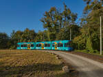 Kurz nach dem Start an der Hessenschanze drehte Wagen 654 der Kasseler Verkehrs Gesellschaft am 09.10.2021 durch die Wendeschleife und begann seine Fahrt zur Kaufunger Papierfabrik.