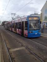 Hier steht KVG Wagen 639 am 25.02.14 in der Haltestelle Hauptfriedhof als Ersatz RT 3 nach Holländische Straße.