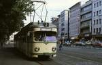 Mitte der 1980er Jahre verlässt der KVB-Achtachser 3102 den Neumarkt in Richtung Frechen