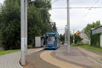 Leipzig LVB SL 2 (DWA NGT8 (LVB-Typ 36) 1154) Grünau Süd am 25. Juli 2017.