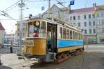 Der TW20 der ehemaligen Leipziger Auenbahn fhrt auf Maximum-Drehgestellen, 17.05.09