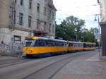 Leipzig: Straenbahnlinie 13 nach Knautkleenberg an der Haltestelle Zentrum-Ost Hofmeisterstrae.(25.8.2010)