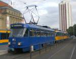 Leipzig: Straenbahnlinie 13 nach Knautkleenberg am Hauptbahnhof.(25.8.2010)