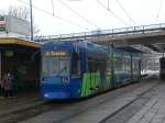 Magdeburg: Straenbahnlinie 4 nach Cracau am Damaschkeplatz/Hauptbahnhof.(18.2.2010)