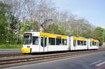 Straßenbahn Mainz: Adtranz GT6M-ZR der MVG Mainz - Wagen 204, aufgenommen im April 2017 in Mainz-Bretzenheim.