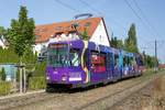 Straßenbahn Mainz / Mainzelbahn: Duewag / AEG M8C der MVG Mainz - Wagen 271, aufgenommen im August 2018 in Mainz-Bretzenheim.