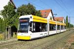 Straßenbahn Mainz / Mainzelbahn: Stadler Rail Variobahn der MVG Mainz - Wagen 224, aufgenommen im September 2018 in Mainz-Bretzenheim.