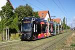 Straßenbahn Mainz / Mainzelbahn: Stadler Rail Variobahn der MVG Mainz - Wagen 231, aufgenommen im September 2018 in Mainz-Bretzenheim.