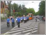 Der Straenbahncorso am 03.06.2007 anllich der 100jhrigen Wiederkehr der ersten Fahrt der elektrischen Straenbahn nach Gonsenheim hnelte einem kleinen Festzug, der auch von Musikgruppen begleitet