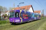 Straßenbahn Mainz / Mainzelbahn: Duewag / AEG M8C der MVG Mainz - Wagen 271, aufgenommen im April 2019 in Mainz-Bretzenheim.