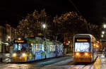 Am späten Abend des 23.12.2019 konnte ich am Mainzer Schillerplatz den GT6M-ZR 213 und die Variobahn 233 aufnehmen