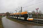 Mainzer Mobilität Stadler Variobahn 218 am 23.01.21 am Lerchenberg als Linie 53