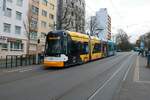 Mainzer Mobilität Stadler Variobahn 231 am 11.01.22 in Mainz Innenstadt.