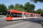 Straenbahn Mainz: Stadler Rail Variobahn der MVG Mainz - Wagen 222, aufgenommen im Juni 2015 in der Nhe der Haltestelle  Am Gautor  in Mainz.