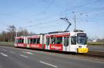 Straßenbahn Mainz: Adtranz GT6M-ZR der MVG Mainz - Wagen 210, aufgenommen im Februar 2016 in Mainz-Hechtsheim.