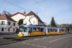 Straßenbahn Mainz: Adtranz GT6M-ZR der MVG Mainz - Wagen 214, aufgenommen im Februar 2016 in Mainz-Bretzenheim.