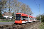 Straßenbahn Mainz: Stadler Rail Variobahn der MVG Mainz - Wagen 219, aufgenommen im April 2016 in Mainz-Gonsenheim.