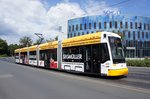 Straßenbahn Mainz: Stadler Rail Variobahn der MVG Mainz - Wagen 225, aufgenommen im Juli 2016 in der Nähe der Haltestelle  Bismarckplatz  in Mainz.