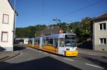 Straßenbahn Mainz: Adtranz GT6M-ZR der MVG Mainz - Wagen 214, aufgenommen im August 2016 in Mainz-Bretzenheim.