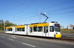 Straßenbahn Mainz: Adtranz GT6M-ZR der MVG Mainz - Wagen 216, aufgenommen im Oktober 2016 in Mainz-Hechtsheim.