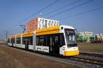 Straßenbahn Mainz / Mainzelbahn: Stadler Rail Variobahn der MVG Mainz - Wagen 235, aufgenommen im Februar 2017 in Mainz-Bretzenheim.