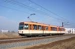 Straßenbahn Mainz / Mainzelbahn: Duewag / AEG M8C der MVG Mainz - Wagen 273, aufgenommen im Februar 2017 in Mainz-Bretzenheim.