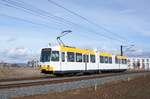 Straßenbahn Mainz / Mainzelbahn: Duewag / AEG M8C der MVG Mainz - Wagen 272, aufgenommen im Februar 2017 in Mainz-Bretzenheim.